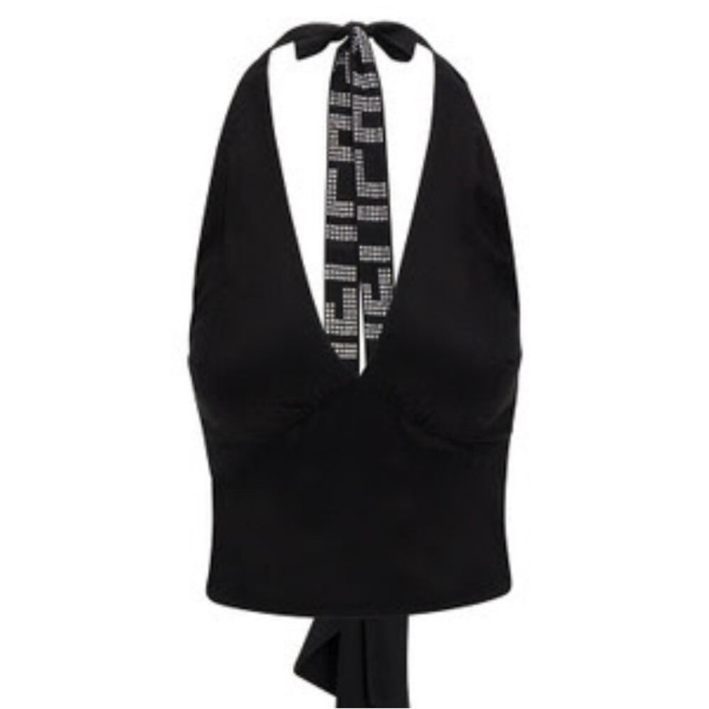 Realisation Par Elvis Presley Black Silk Halter Tank Top